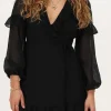 Zwarte Wikkeljurk Met Ruffles