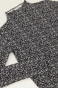 Zwart-witte Turtleneck Dierenprint