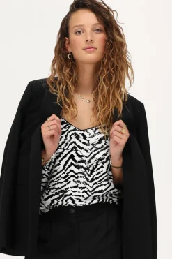 Zwart-witte Zebra Top Met Pailletten