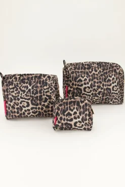 Bruine Toilettas Set Met Panterprint