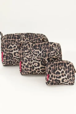 Bruine Toilettas Set Met Panterprint