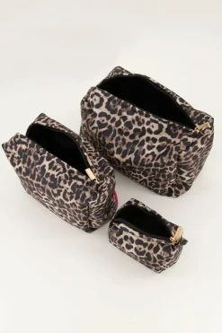 Bruine Toilettas Set Met Panterprint