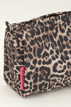 Bruine Toilettas Set Met Panterprint