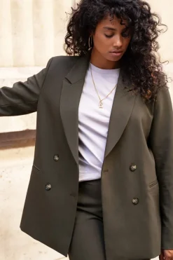 Donkergroene Blazer Met Dubbele Knopen
