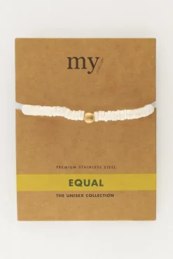 Equal Armband Met Witte Platte Kralen
