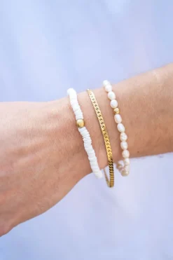 Equal Armband Met Witte Platte Kralen