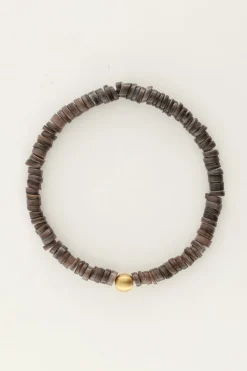 Equal Armband Met Zwarte Platte Kralen