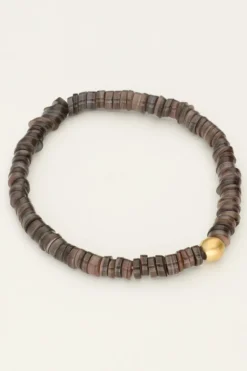 Equal Armband Met Zwarte Platte Kralen