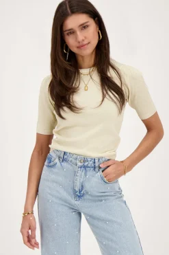 Gouden Lurex Top Met Korte Mouwen