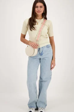 Gouden Lurex Top Met Korte Mouwen