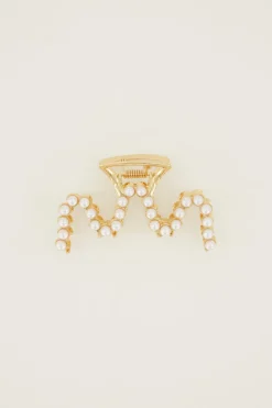 Gouden Parel Haarclip Met Wave