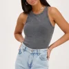 Grijze Tanktop Met Rib Structuur