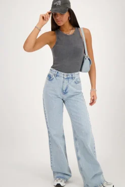 Grijze Tanktop Met Rib Structuur