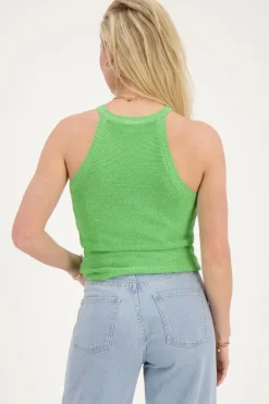Groene Halter Top Met Lurex