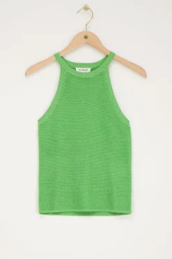 Groene Halter Top Met Lurex