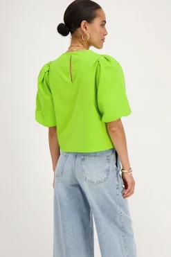 Groene Top Met Pofmouwen