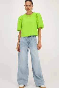 Groene Top Met Pofmouwen