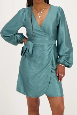Groene Wikkeljurk Metallic Look