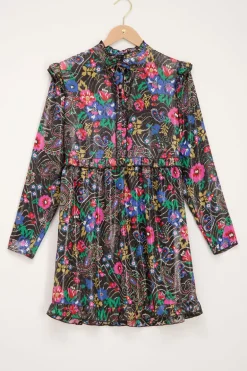 Jurk Met Bloemenprint & Glans