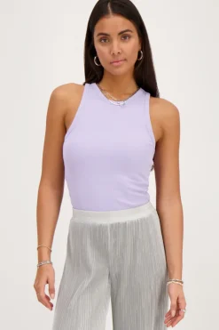 Lila Tanktop Met Rib Structuur
