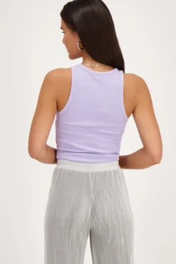 Lila Tanktop Met Rib Structuur