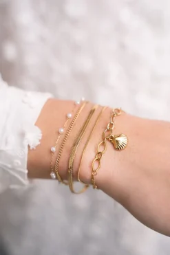 Minimalistische Dubbele Armband Met Parels