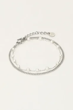 Minimalistische Dubbele Armband Met Parels
