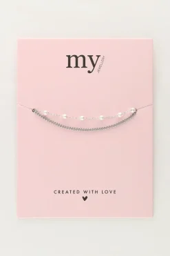 Minimalistische Dubbele Armband Met Parels