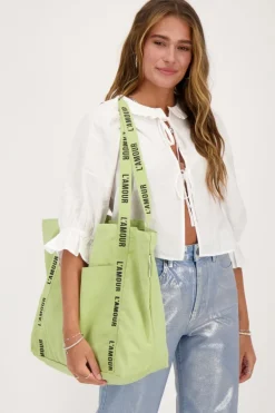 Mint Groene Shopper Linnen L'amour