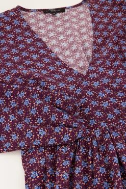 Multi Kleur Jurk Met Bloemenprint & Lange Mouwen