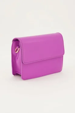 Paarse Leather Look Crossbody Tas