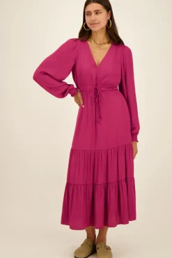 Paarse Maxi Jurk Satijnen Look