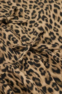 Panter Top Met Strikjes En Pofmouwen