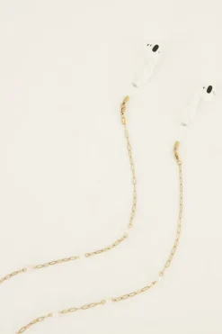 Souvenirs Brillen / Airpods Koordje Met Parels-Goud