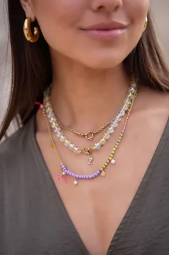 Sunchasers Gouden Ketting Met Groene Glazen Kralen