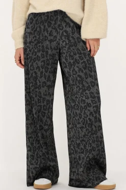 Wijde Plissé Broek Met Panterprint En Lurex