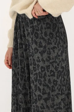 Wijde Plissé Broek Met Panterprint En Lurex