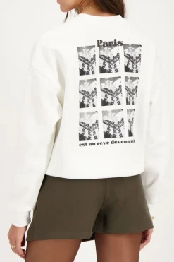 Witte Sweater Met Paris Backprint