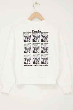 Witte Sweater Met Paris Backprint