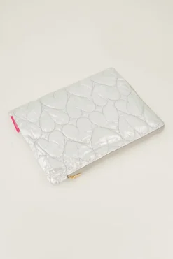 Zilveren Metallic Laptop Hoes Met Hartjes Patroon
