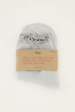 Zilveren Sokken Met Lurex En Ruffle