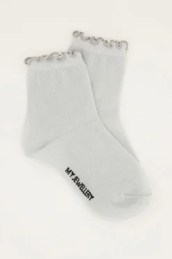 Zilveren Sokken Met Lurex En Ruffle