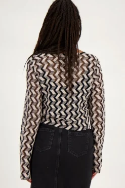 Zwart-beige Crochet Vestje