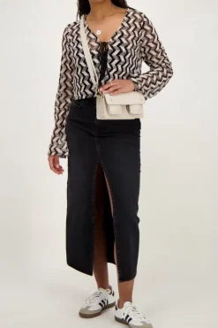 Zwart-beige Crochet Vestje