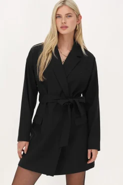 Zwarte Blazer Jurk Met Reverskraag