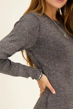 Zwarte Bodycon Jurk Met Zilveren Lurex