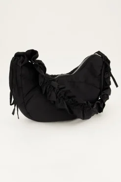 Zwarte Crossbody Tas Met Ruffles