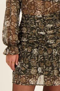 Zwarte Jurk Met Bloemenprint En Chiffon Lurex