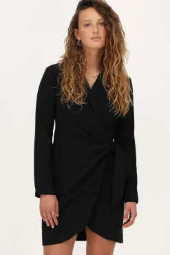 Zwarte Lange Mouwen Blazer Jurk