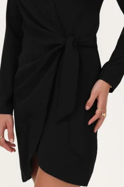 Zwarte Lange Mouwen Blazer Jurk